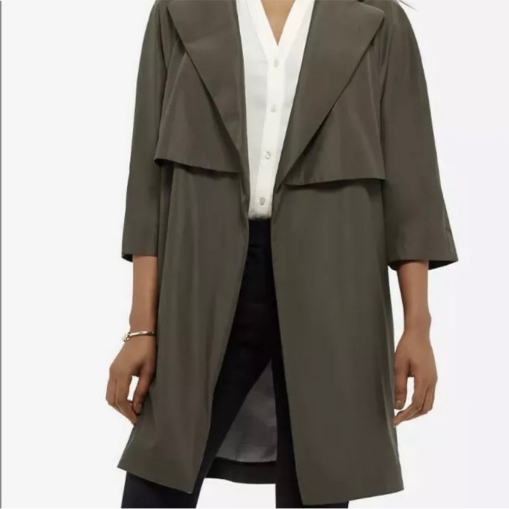 The Limited LTD Luxe Green Trench Coat Womens size large EUC